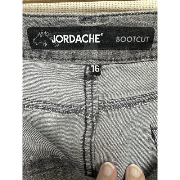 Jordache Bootcut Women’s Gray Wash Stretch Embellished Pocket Jeans Size 16 - Picture 6 of 16